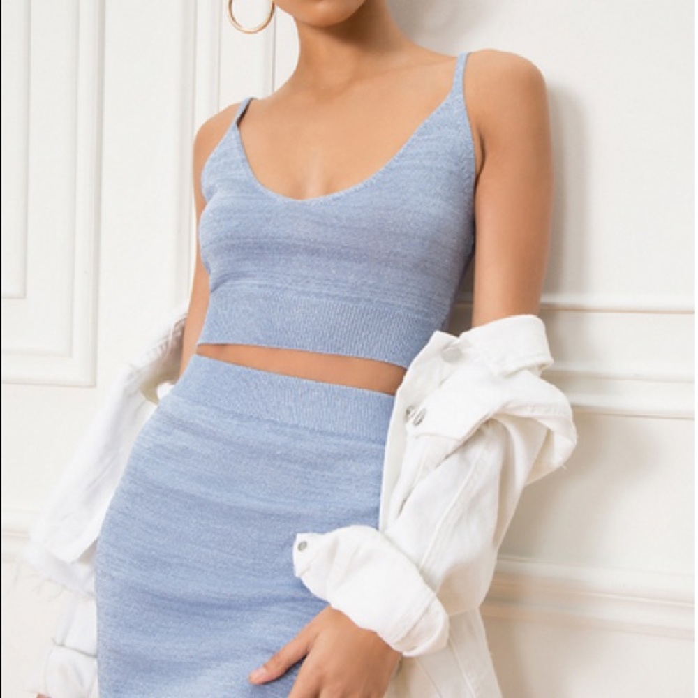 Super down blue two piece set